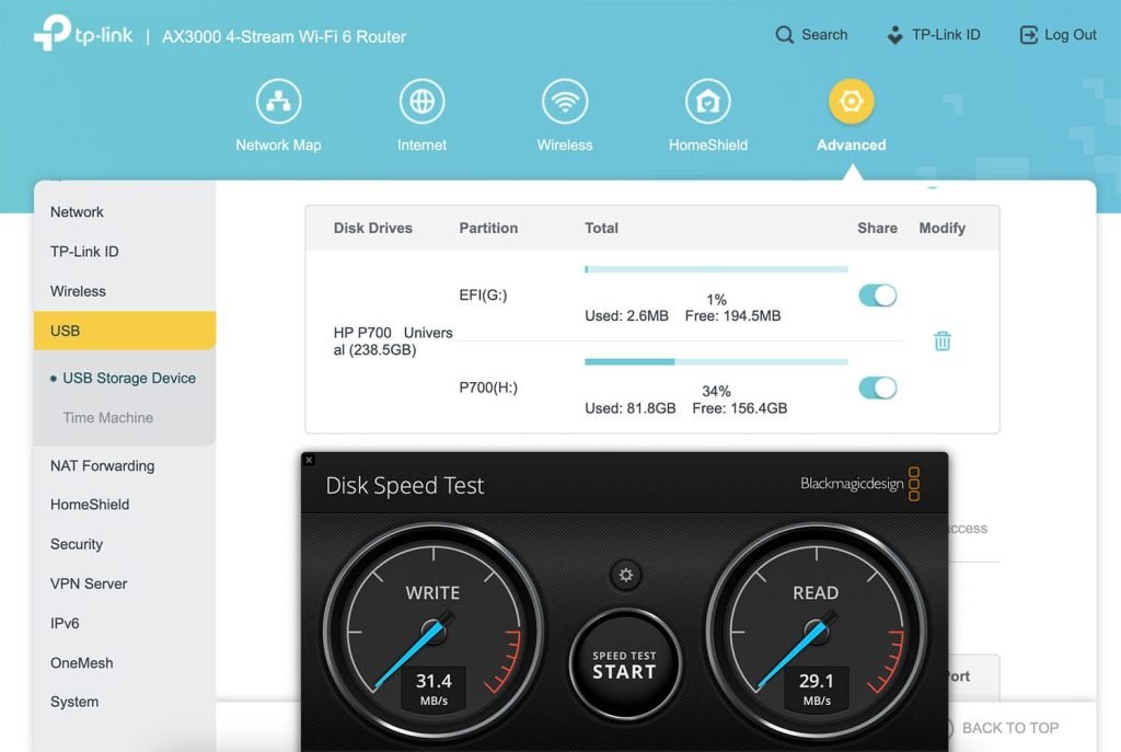TP-Link Archer AX55 router usb